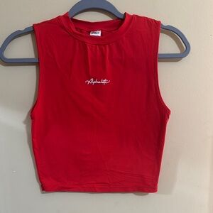 Alphalete Red Sleeveless Muscle Tee Crop